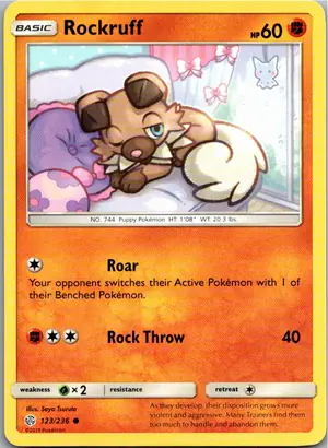 Pokémon-Karte Rockruff Wuffels 123/236 Welten im Wandel