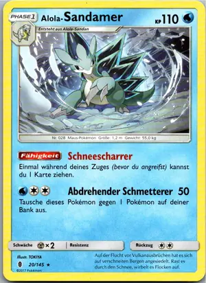 Pokémon-Karte Alola-Sandamer 20/145 Stunde der Wächter