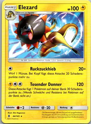 Pokémon-Karte Elezard 44/145 Stunde der Wächter
