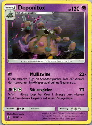Pokémon-Karte Deponitox 51/145 Stunde der Wächter