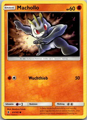 Pokémon-Karte Machollo 63/145 Stunde der Wächter