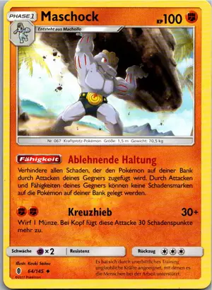 Pokémon-Karte Maschock 64/145 Stunde der Wächter