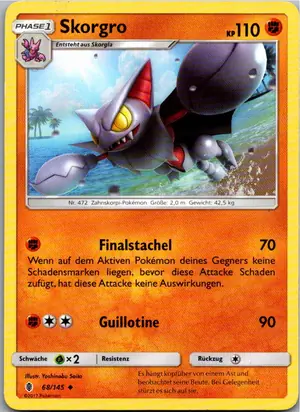 Pokémon-Karte Skorgro 68/145 Stunde der Wächter