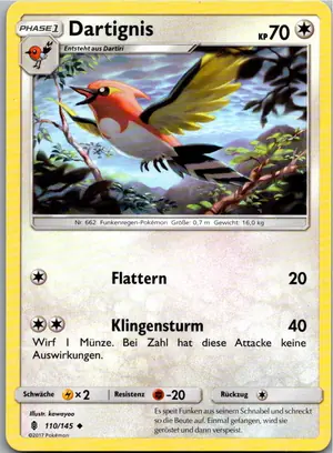 Pokémon-Karte Dartignis 110/145 Stunde der Wächter