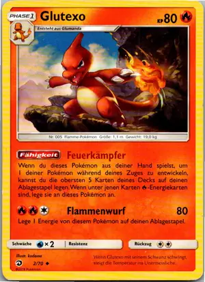 Pokémon-Karte Glutexo 2/70 Majestät Der Drachen