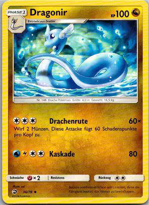 Pokémon-Karte Dragonir 36/70 Majestät Der Drachen