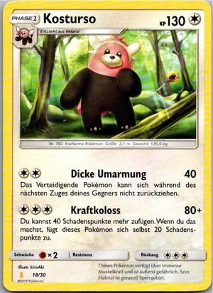 Pokémon-Karte Kosturso 18/30 SM trainer Kit (Alolan Raichu)