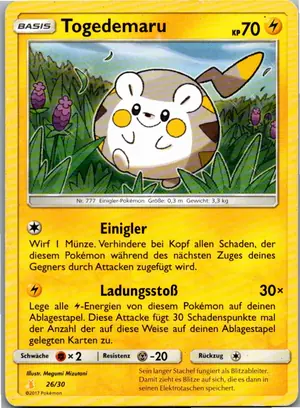 Pokémon-Karte Togedemaru 26/30 SM trainer Kit (Alolan Raichu)