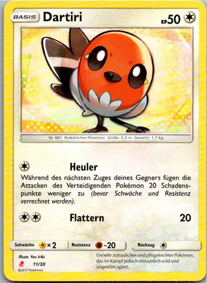 Pokémon-Karte Dartiri 11/30 SM trainer Kit (Lycanroc)
