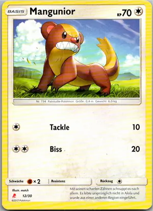 Pokémon-Karte Mangunior 12/30 SM trainer Kit (Lycanroc)