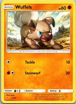 Pokémon-Karte Wuffels 14/30 SM trainer Kit (Lycanroc)