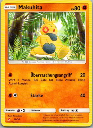 Pokémon-Karte Makuhita 18/80 SM trainer Kit (Lycanroc)
