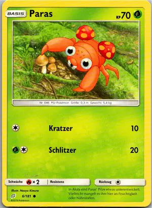 Pokémon-Karte Paras 6/181 Teams Sind Trumpf