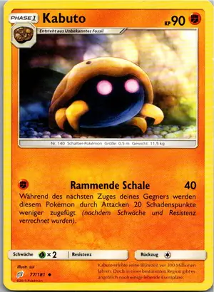 Pokémon-Karte Kabuto 77/181 Teams Sind Trumpf