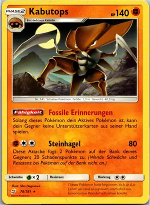 Pokémon-Karte Kabutops 78/181 Teams Sind Trumpf