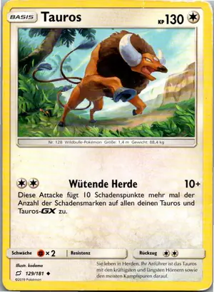 Pokémon-Karte Tauros 129/181 Teams Sind Trumpf