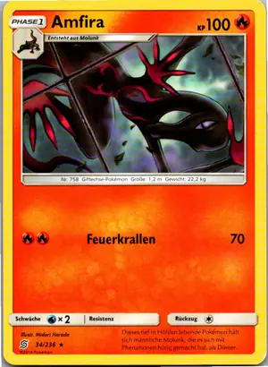 Pokémon-Karte Amfira 34/236 Bund der Gleichgesinnten