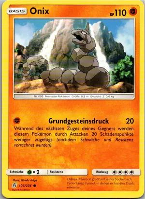 Pokémon-Karte Onix 103/236 Bund der Gleichgesinnten