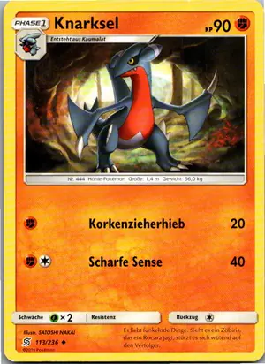 Pokémon-Karte Knarksel 113/236 Bund der Gleichgesinnten