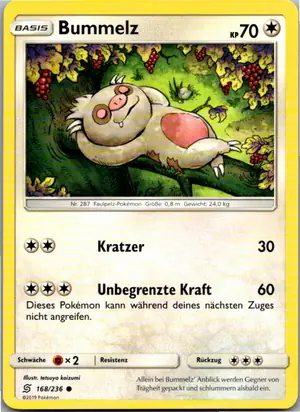 Pokémon-Karte Bummelz 168/236 Bund der Gleichgesinnten