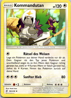 Pokémon-Karte Kommandutan 182/236 Bund der Gleichgesinnten