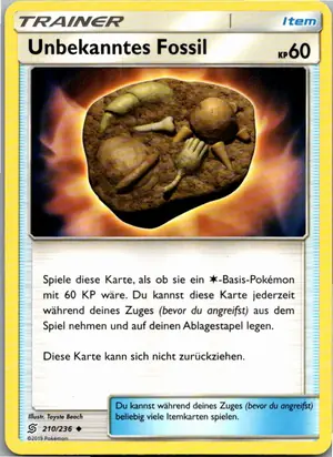 Pokémon-Karte Unbekanntes Fossil 210/236 Bund der Gleichgesinnten