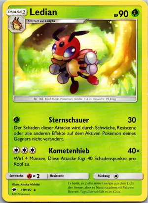 Pokémon-Karte Ledian 10/147 Nacht in Flammen