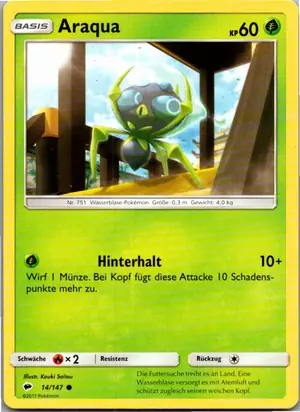 Pokémon-Karte Araqua 14/147 Nacht in Flammen
