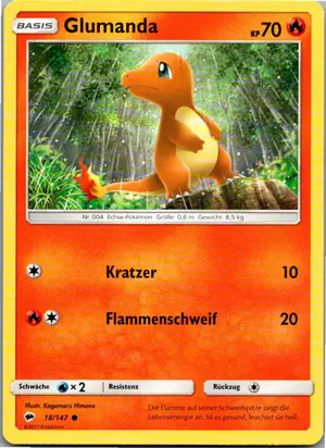 Pokémon-Karte Glumanda 18/147 Nacht in Flammen