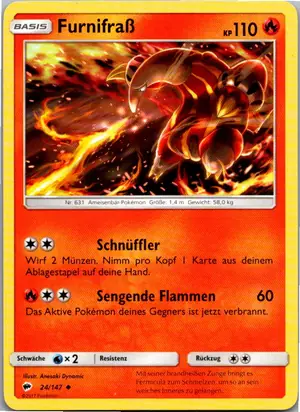 Pokémon-Karte Furnifraß 24/147 Nacht in Flammen