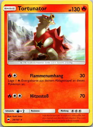 Pokémon-Karte Tortunator 26/147 Nacht in Flammen