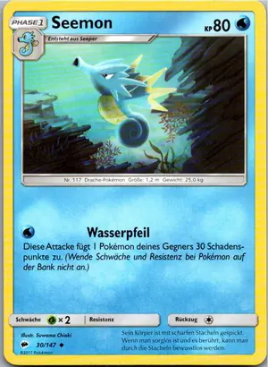 Pokémon-Karte Seemon 30/147 Nacht in Flammen