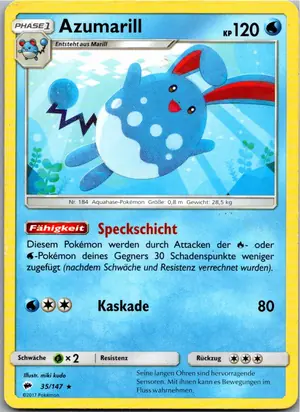 Pokémon-Karte Azumarill 35/147 Nacht in Flammen