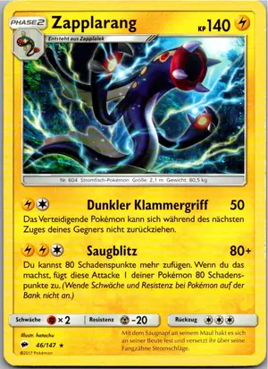 Pokémon-Karte Zapplarang 46/147 Nacht in Flammen