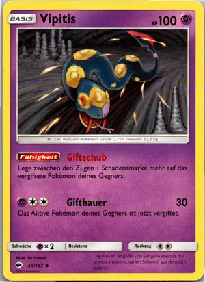 Pokémon-Karte Vipitis 50/147 Nacht in Flammen