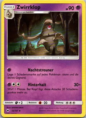 Pokémon-Karte Zwirrklop 52/147 Nacht in Flammen