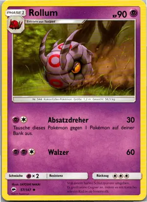 Pokémon-Karte Rollum 57/147 Nacht in Flammen