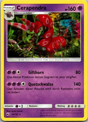 Pokémon-Karte Cerapendra 58/147 Nacht in Flammen