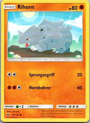 Pokémon-Karte Rihorn 65/147 Nacht in Flammen