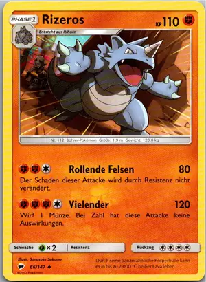 Pokémon-Karte Rizeros 66/147 Nacht in Flammen