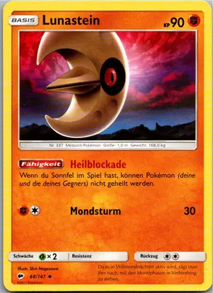 Pokémon-Karte Lunastein 68/147 Nacht in Flammen