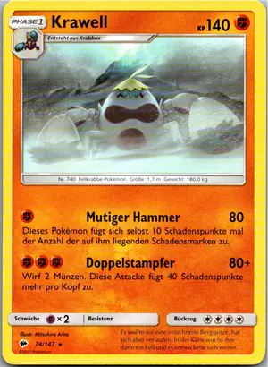 Pokémon-Karte Krawell 74/147 Nacht in Flammen
