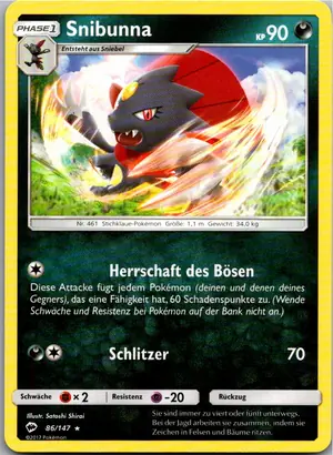 Pokémon-Karte Snibunna 86/147 Nacht in Flammen