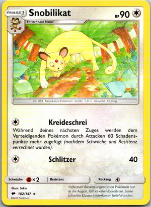 Pokémon-Karte Snobilikat 102/147 Nacht in Flammen