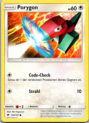 Pokémon-Karte Porygon 103/147 Nacht in Flammen