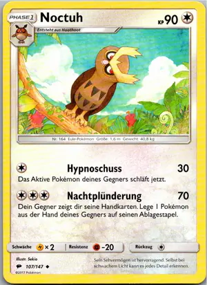 Pokémon-Karte Noctuh 107/147 Nacht in Flammen
