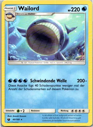 Pokémon-Karte Wailord 40/168 Sturm Am Firmament