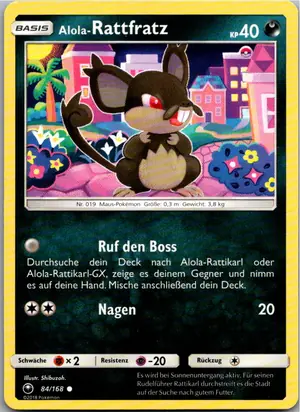 Pokémon-Karte Alola-Rattfratz 84/168 Sturm Am Firmament