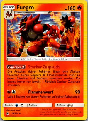 Pokémon-Karte Fuegro 29/214 Kräfte im Einklang