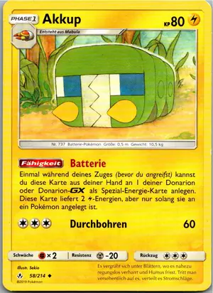 Pokémon-Karte Akkup 58/214 Kräfte im Einklang